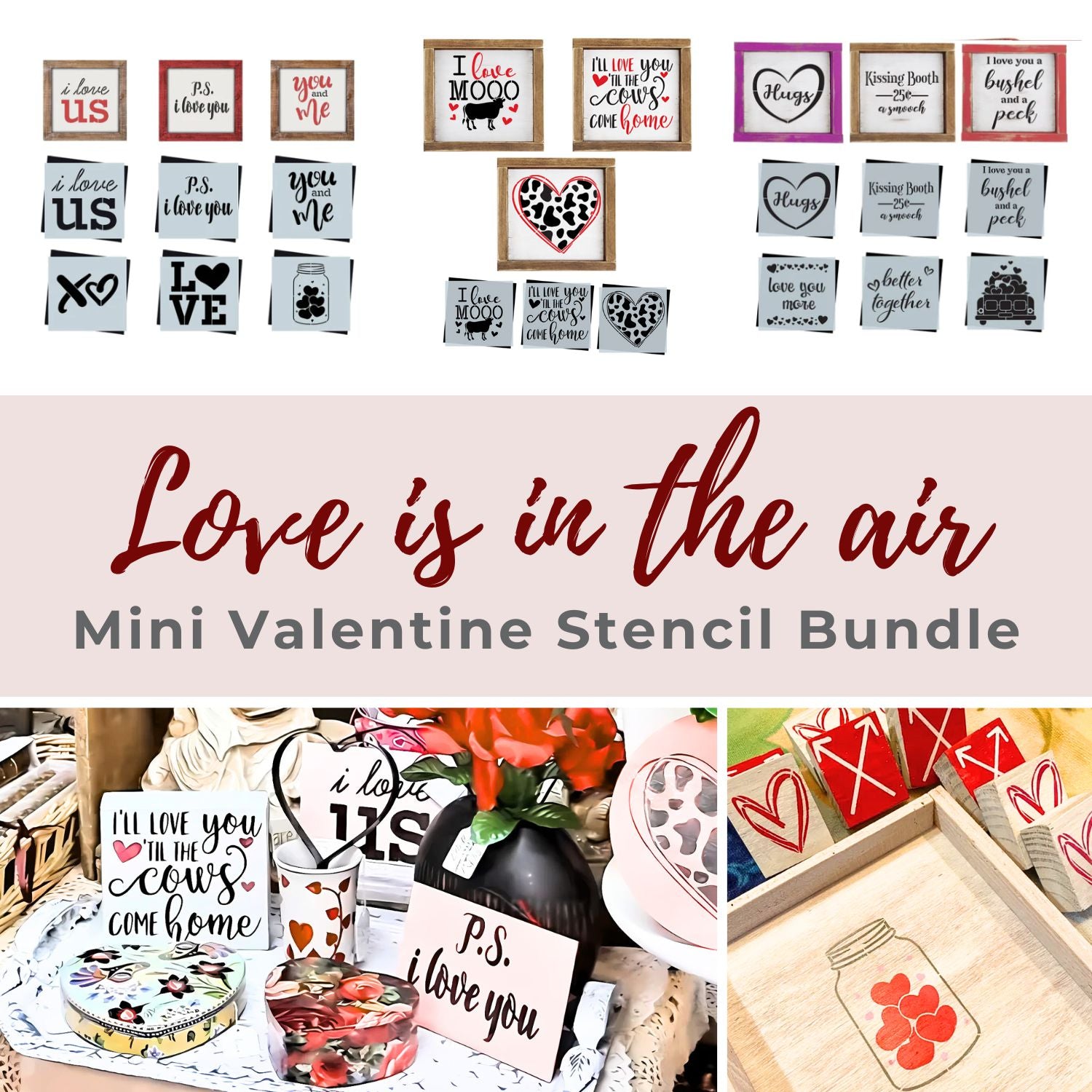 Love is in the Air Mini Stencil Bundle-Essential Stencil
