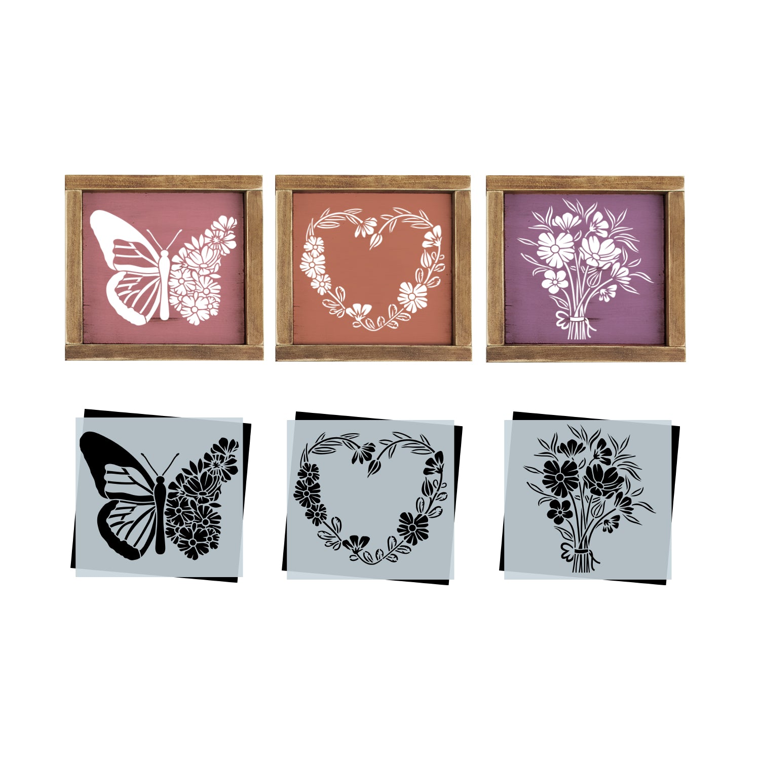 Heartfelt Florals Mini Sign Stencil (3pk)-Summer-Essential Stencil