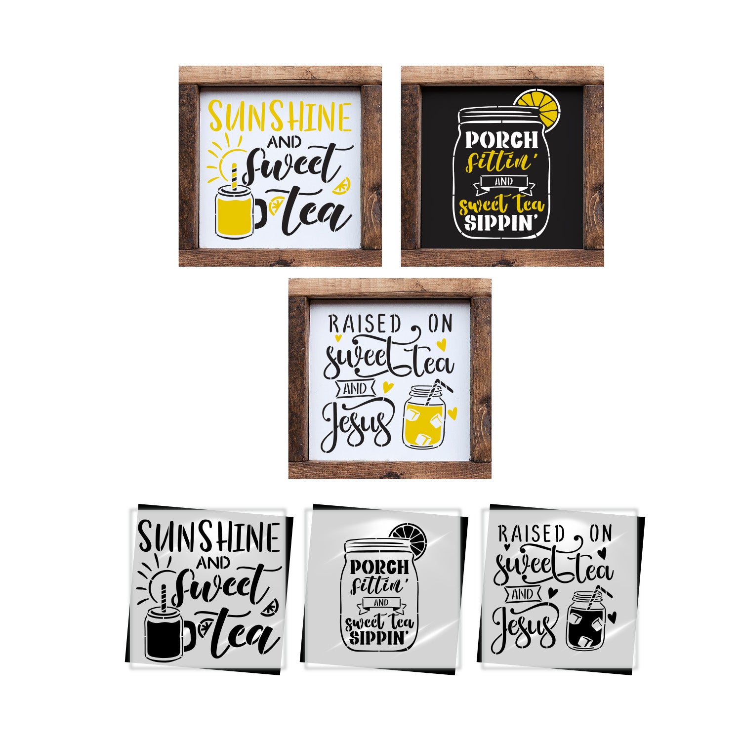 Sunshine and Sweet Tea Mini Sign Stencils (3 Pack)-Family-Essential Stencil