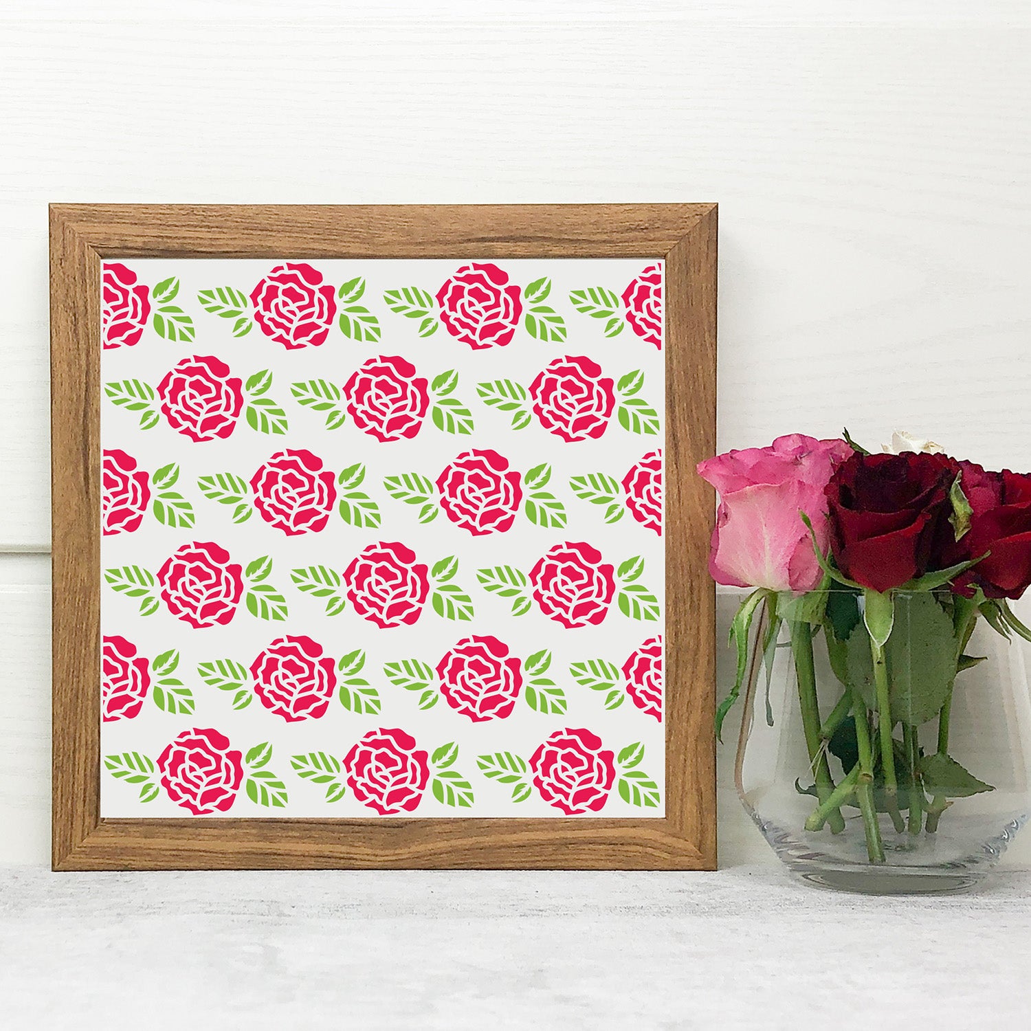 Rose Pattern 12x16 Stencil + Bonus-Valentine-Essential Stencil