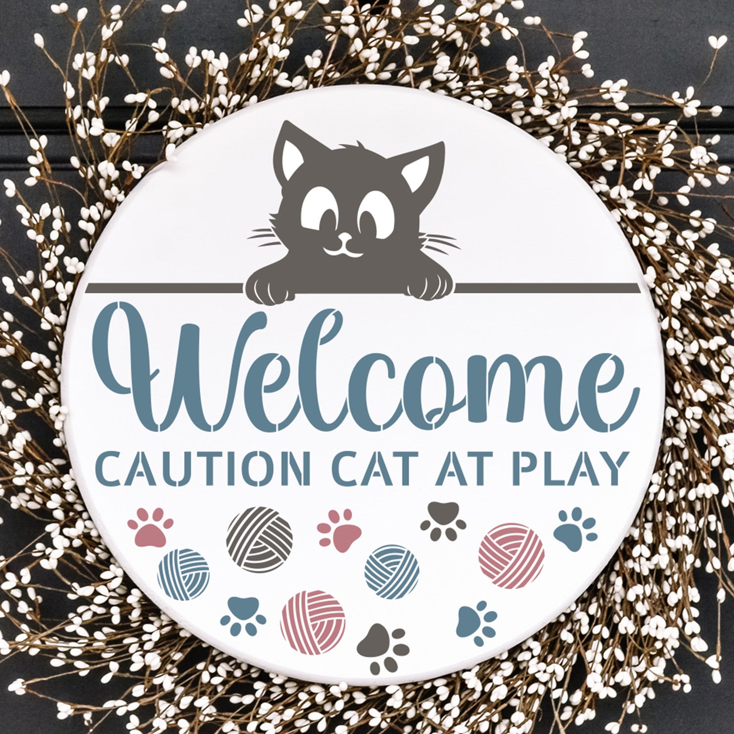 Welcome Cats Door Hanger Stencil-Christmas-Essential Stencil
