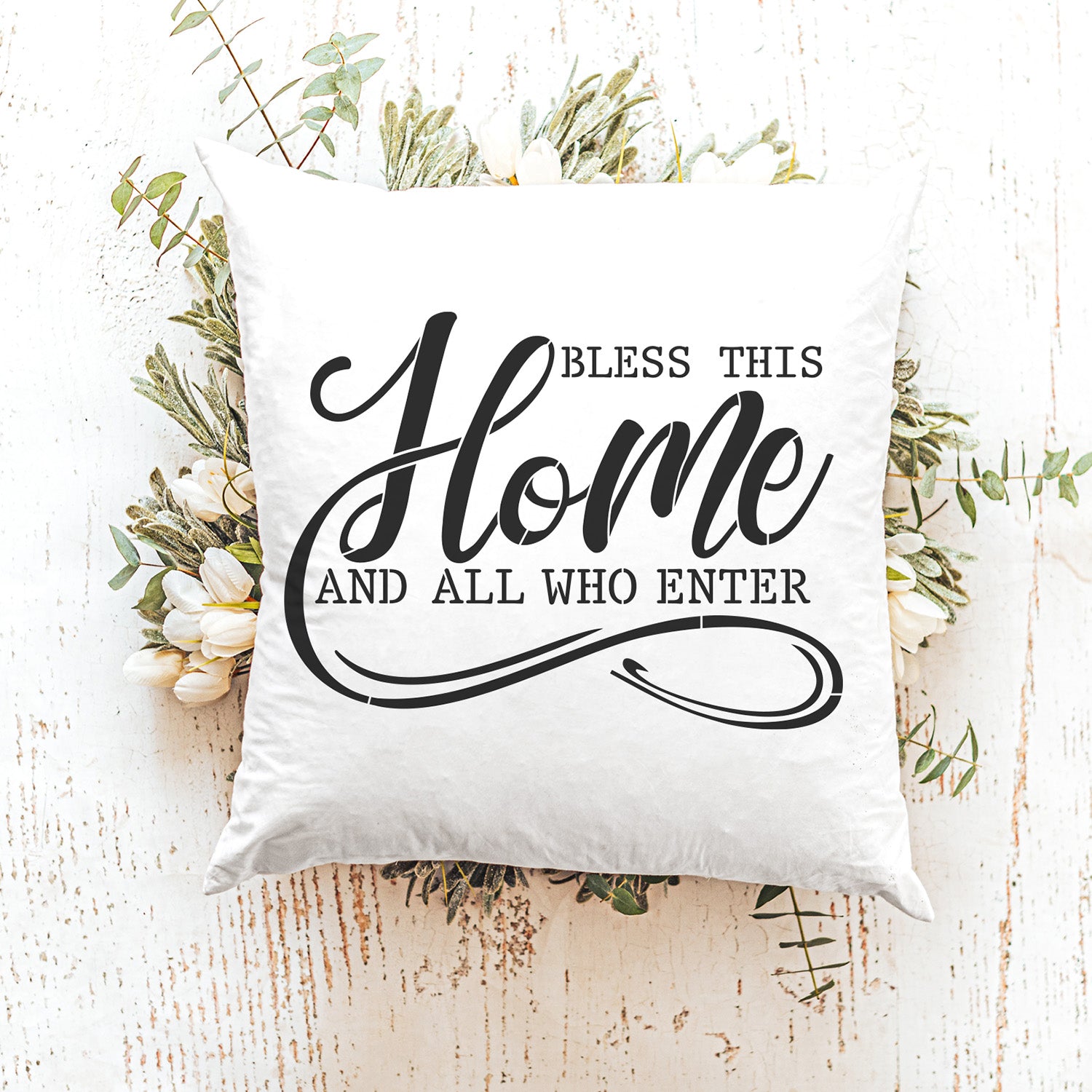 Bless this Home 12x12 1pc-Scripture-Essential Stencil