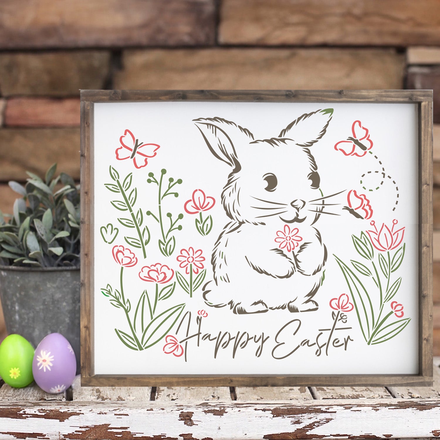 Bunny Blossom 12x10-Easter-Essential Stencil