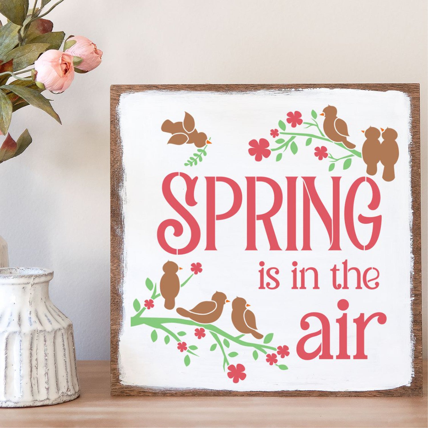 Spring is in the air Stencil 12x12-Spring-Essential Stencil