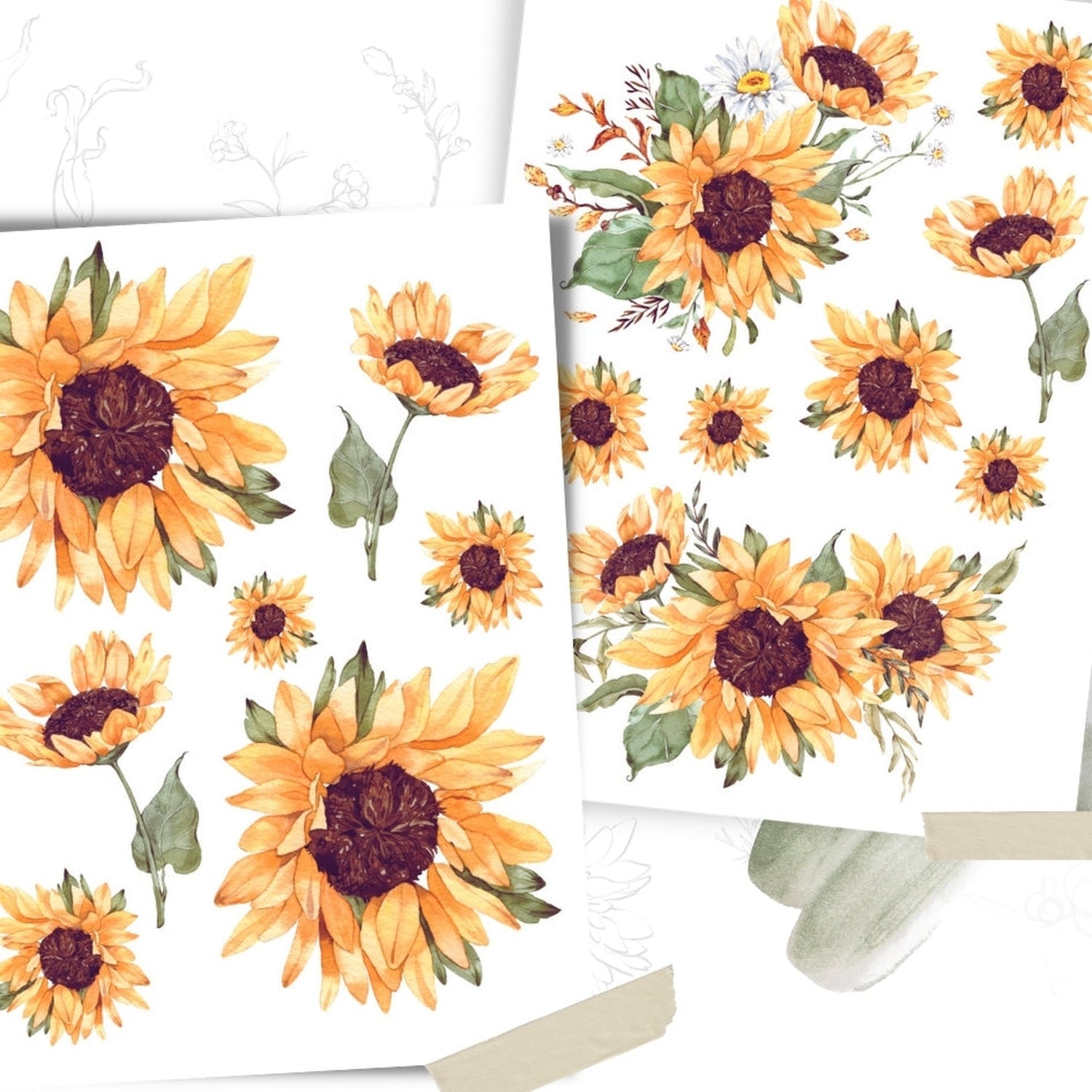 Sunflowers Rub-on Transfer-Rub-on Transfer-Essential Stencil